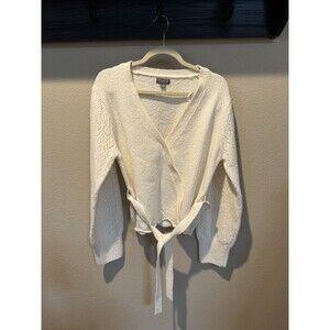 Cupcake Clothing Ltd Women’s Cream Faux Wrap Sweater Balloon Sleeves Size XL